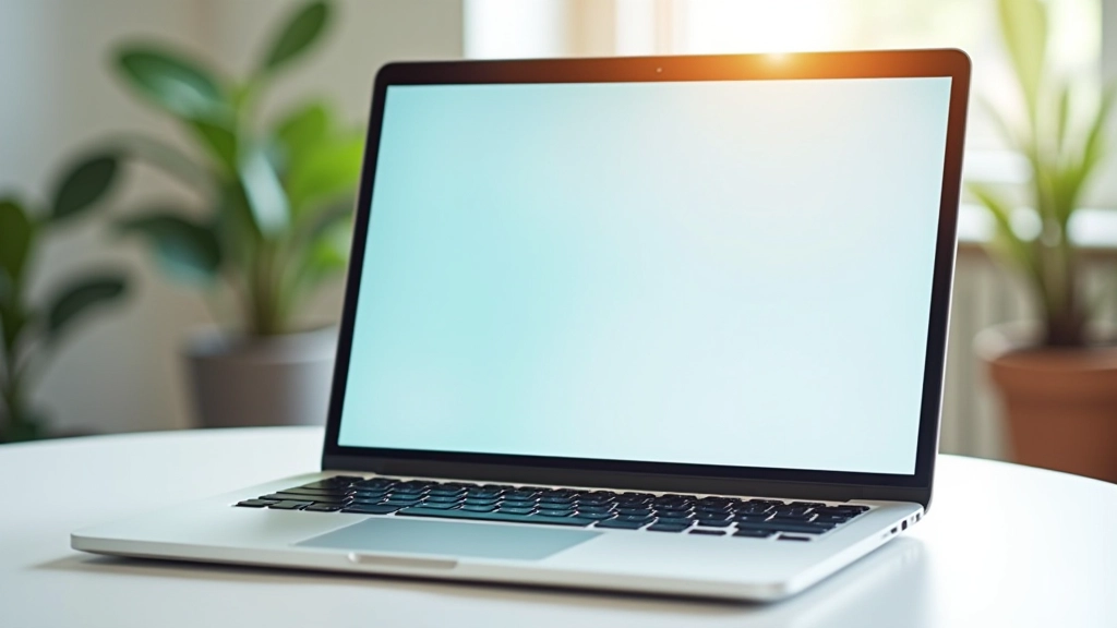 Ordinateur portable affichant un template Canva professionnel avec palette de couleurs modernes