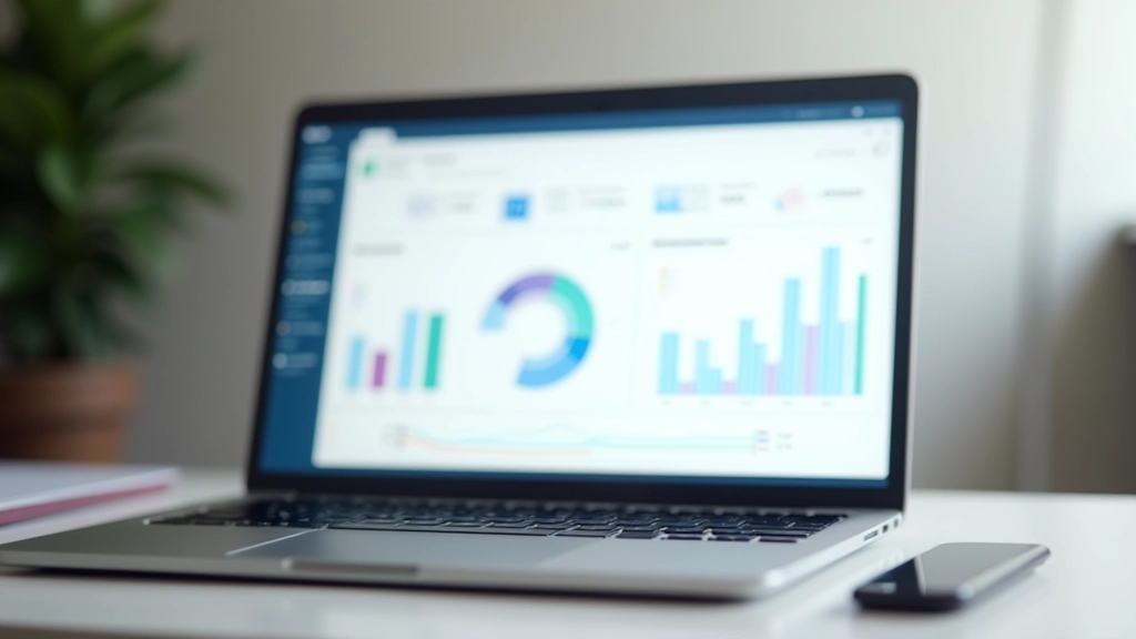 Ordinateur avec graphiques et données, analyse de performance
