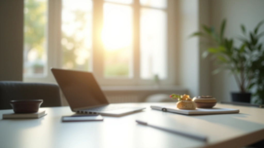 Espace de travail professionnel lumineux avec ordinateur portable et bloc-notes